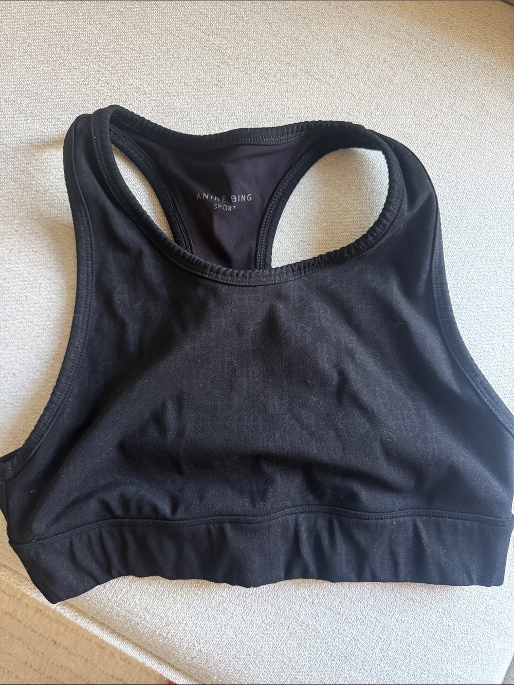 Anine Bing Sport Black Racerback Crop Sports Bra